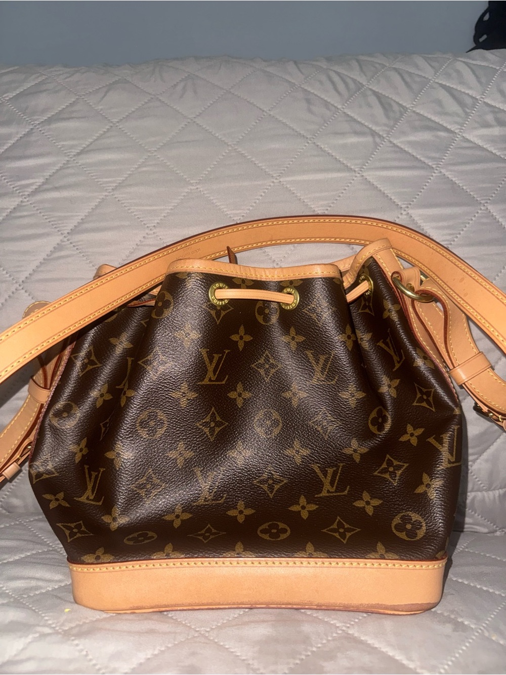 Louis Vuitton Monogram Canvas Drawstring Shoulder Bag in Brown and Tan
